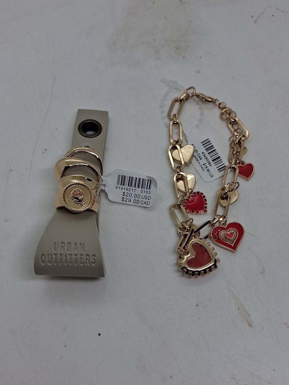 NWT Urban Outfitters Gold Tone Stackable Rings & Torrid Gold Red Charm Bracelet